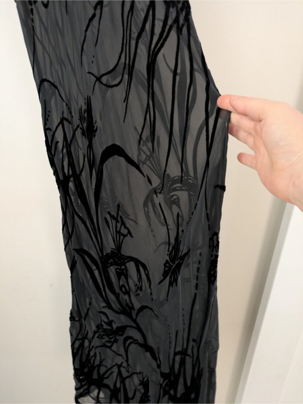 Victoria's Secret Slip Silk Blend Nightgown Dress Black S Sheer Burnout Y2K Goth - Picture 5 of 8